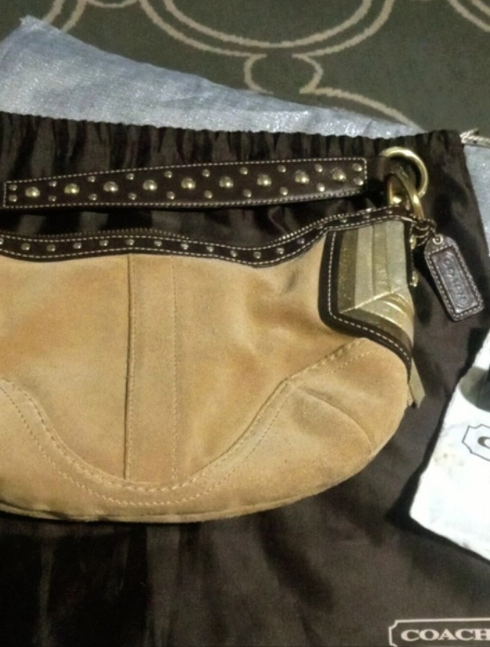 Rare  Coach Soho Small Suede /Metallic Hobo Bag /With.Dustbag And Brush